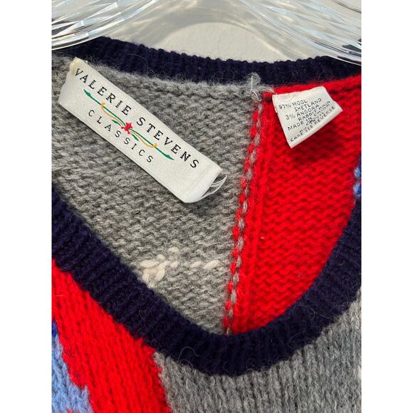 Vintage Wool & Angora Teacher's Knit Sweater Bunnies Rooster & Apple Sz Small JL - Picture 6 of 10